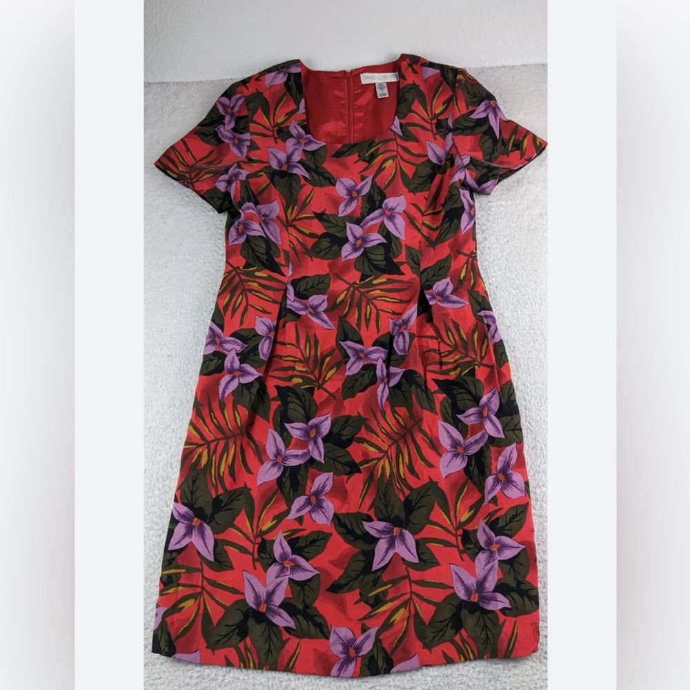 Valerie Stevens Red and Purple Floral Midi Dress